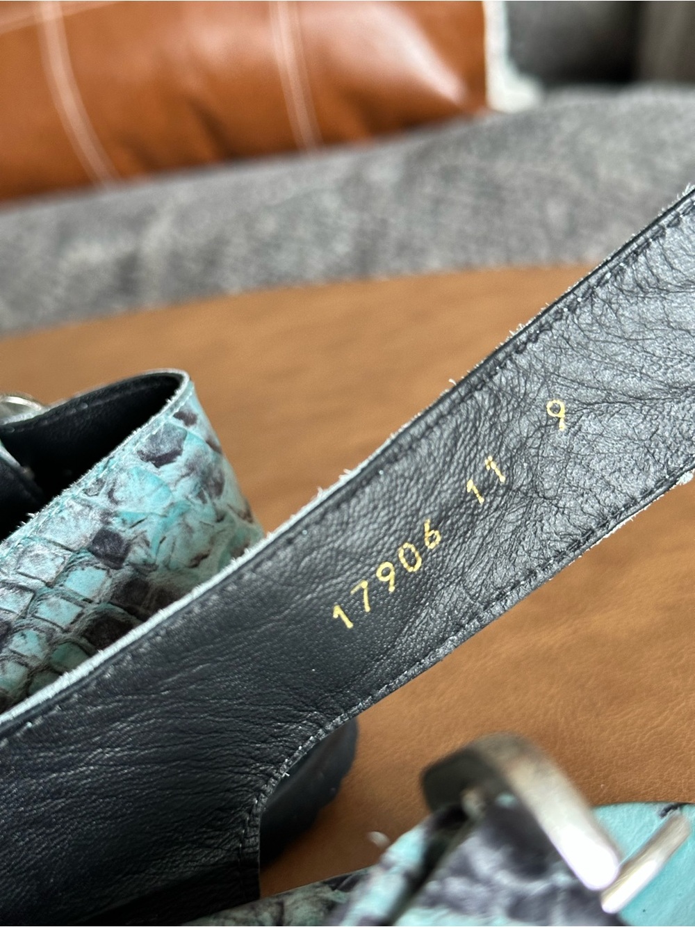 Freda Salvador Piper Sandals Size 9 Blue Turquoise Python Print - Picture 6 of 7